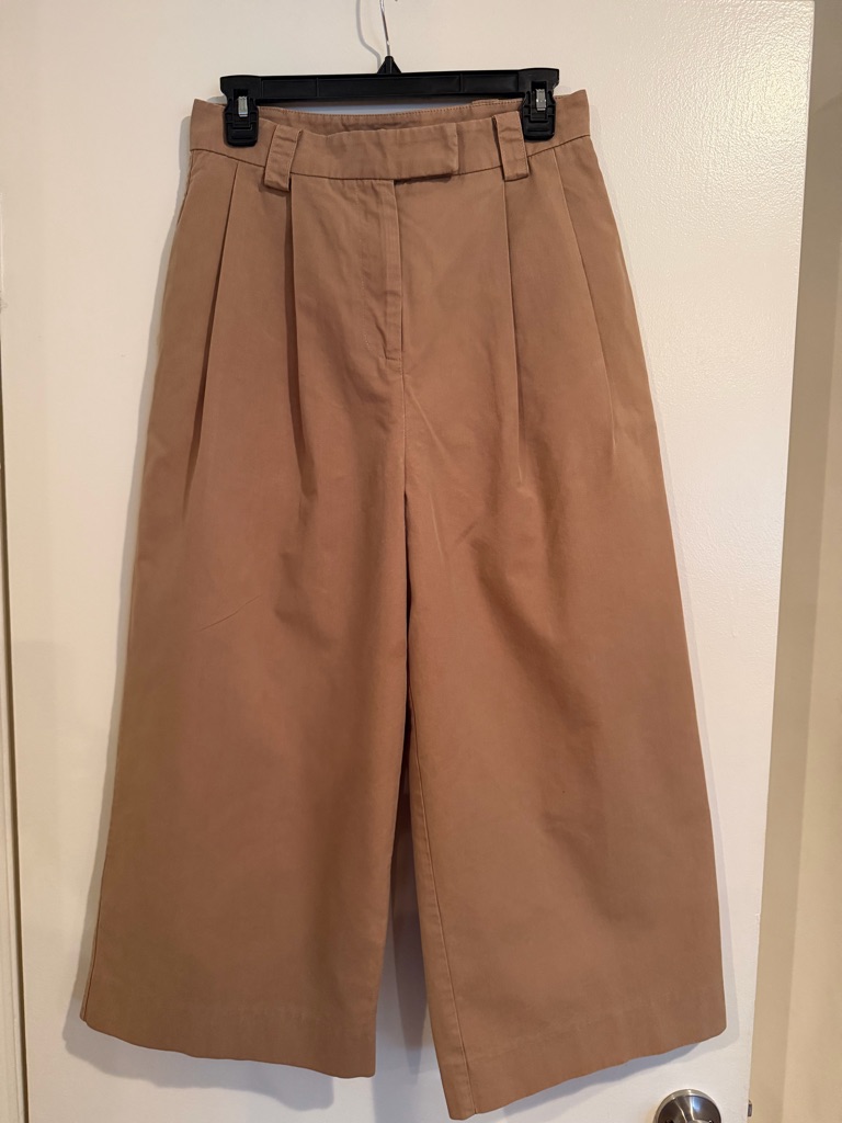 Topshop Tan High-Rise Cropped Trousers